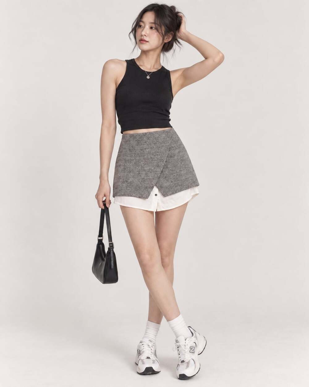 Intermix Emilia Grey Shirt Detail Mini Skirt Size: Large
